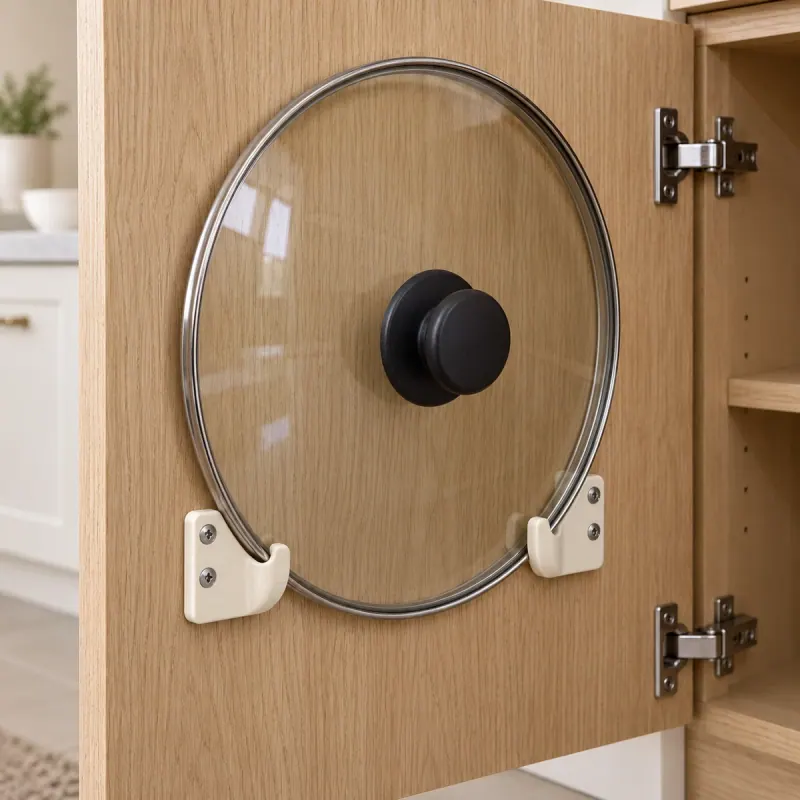 Detalhe do conceito Suporte de Tampas para Armário